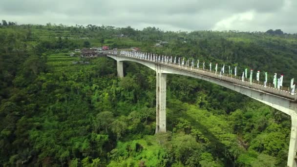 Luchtfoto landschap voor Tukad Bangkung Bridge in Bali — Stockvideo