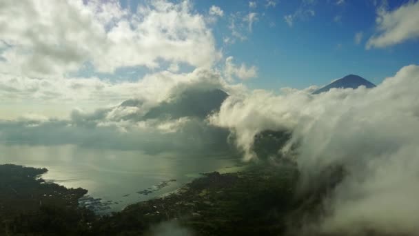 Indah lanskap udara Danau Batur — Stok Video