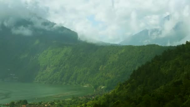 Krajobraz timelapse Lake Batur i Mount Kintamani — Wideo stockowe