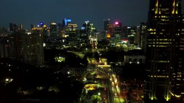  Gece şehir Jakarta hava manzara