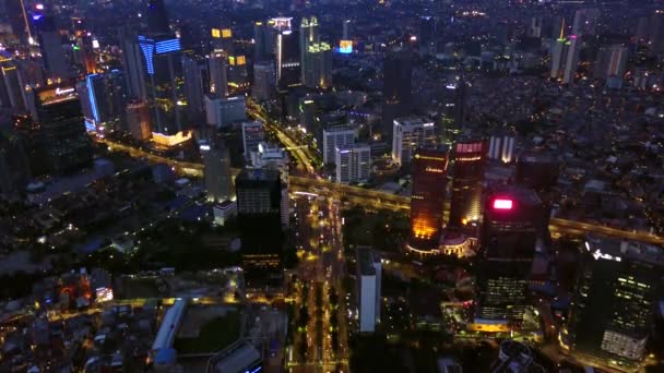 Luftaufnahme der Autobahn in Jakarta bei Nacht — Stockvideo