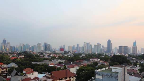Zastavení pohybu od soumraku do noci ve městě Jakarta — Stock video