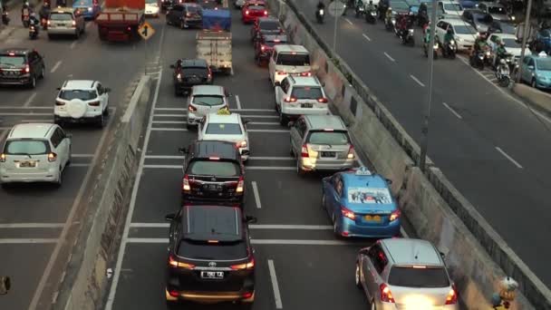 Трафік кадри jam в місті Джакарта — стокове відео