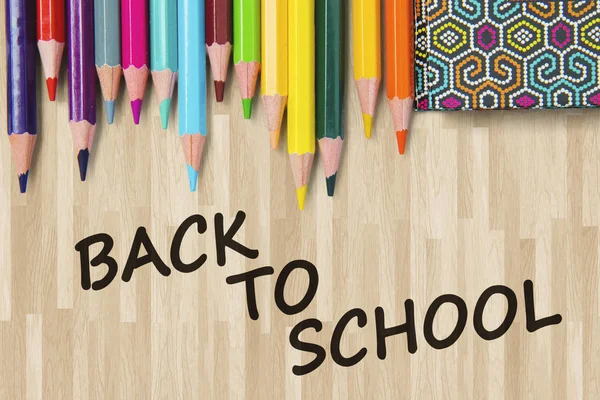 Text of back to school with colored stationery — Stock Photo, Image