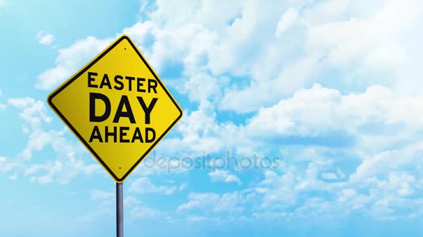 Street sign with text of Easter Day Ahead — Stock Video