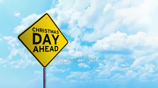 Road sign with text of Christmas Day Ahead — Stock Video