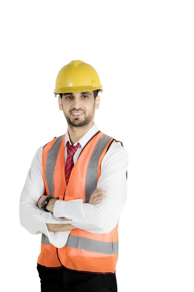 Middle eastern engineer looks confident on studio — Stock Photo, Image