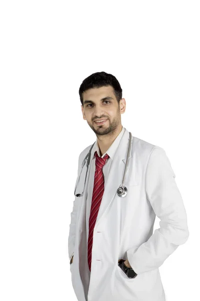 Confident Italian doctor standing on studio — Stock Photo, Image