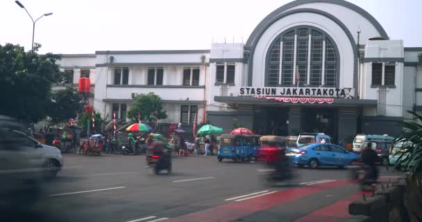 Припинити рух Джакарта кота залізничного вокзалу — стокове відео