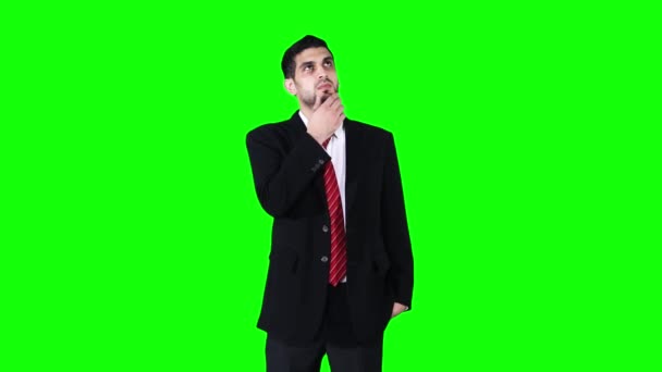 Happy Caucasian businessman thinking idea — Stock Video