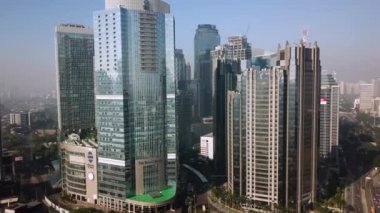 Semanggi finans bölgesi içinde gökdelenler havadan görünümü