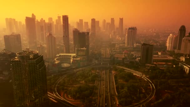 Aerial scenery of Semanggi bridge at dusk — Stock Video