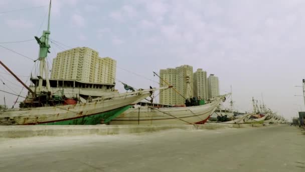 Pelabuhan Tua Sunda Kelapa di Jakarta — Stok Video