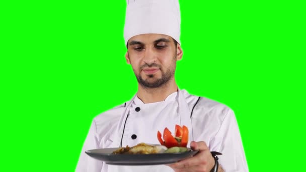 Chef preparing delicious food — Stock Video