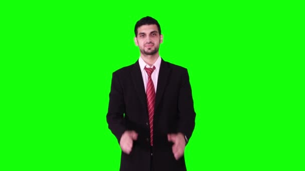 Businessman clapping in the studio — Stock Video