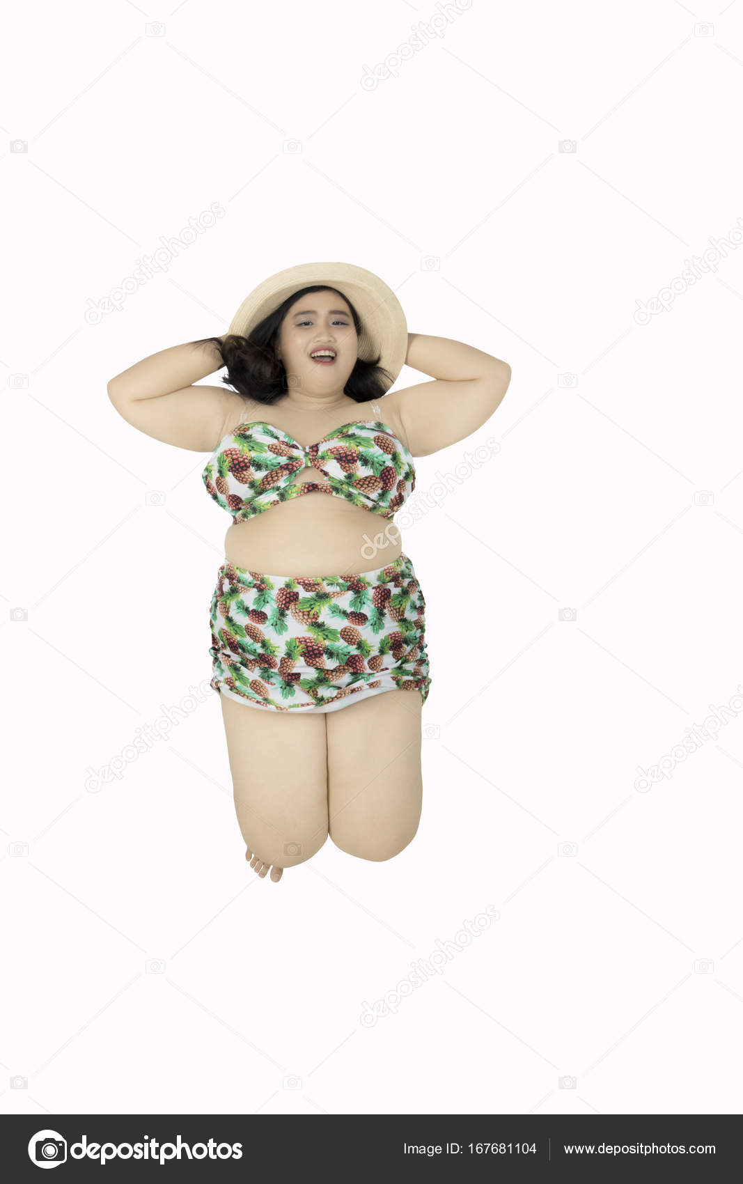 Photo of overweight woman wearing bikini, tranny cock in mini skirts