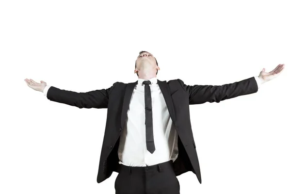 Successful businessman with outstretched arms — Stock Photo, Image