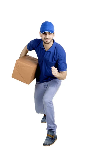 Italian courier running on studio — Stock Photo, Image