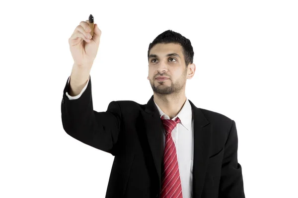 Arabian businessman writing on the whiteboard Stock Photo