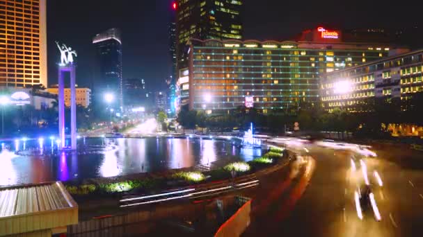 Вид на перекресток в Центральной Джакарте — стоковое видео