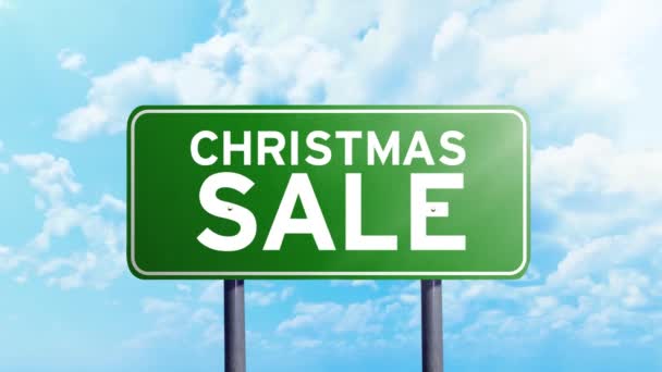 Текст рождественской распродажи на дорожном знаке — стоковое видео