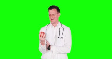 Beyaz doktor studio Kırmızı elma atma