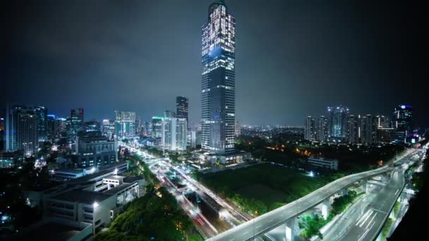 Skyscraper gebouw in Kuningan centrale wijk business — Stockvideo