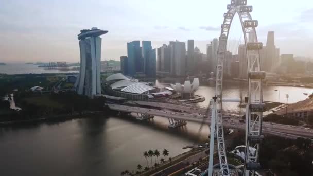 Singapur vista de la ciudad con Singapore Flyer — Vídeos de Stock