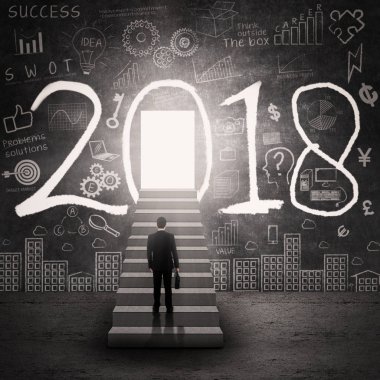 Genç işadamı parlayan bir kapıda arıyorsunuz