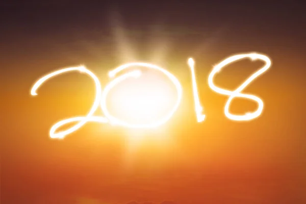 Krásný východ slunce s číslem 2018 — Stock fotografie