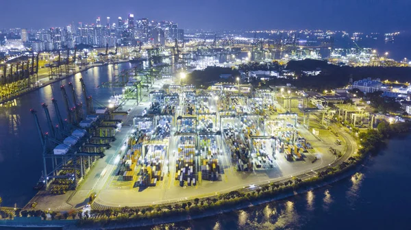 Luchtfoto van Singapore Containerhaven — Stockfoto