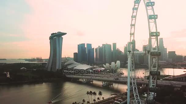 Singapur Listopada 2017 Ujęcia Singapore Flyer Marina Bay Sands Hotel — Wideo stockowe