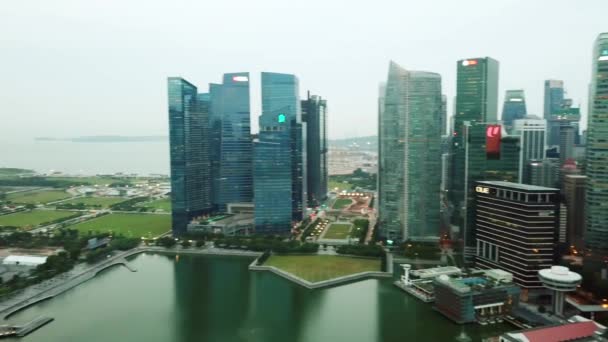 Singapore November 2017 Luftaufnahmen Von Bürogebäuden Und Dem Marina Bay — Stockvideo