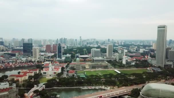 Singapur Listopada 2017 Widok Lotu Ptaka Nagrania Panoramę Singapuru Okolicy — Wideo stockowe