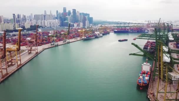 Singapur Noviembre 2017 Pan Izquierda Derecha Vista Del Dron Singapur — Vídeo de stock