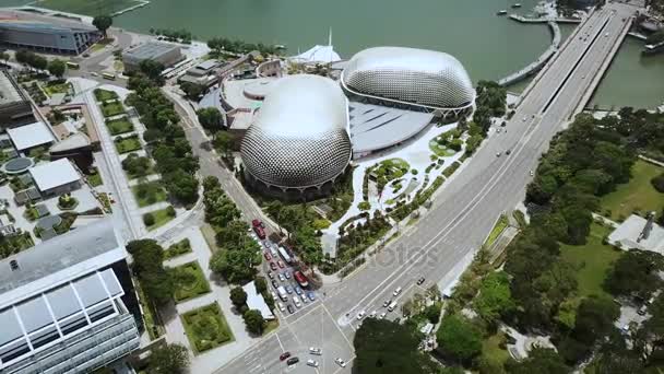 Singapur Listopadu 2017 Letecký Pohled Záběry Divadla Esplanade Dálnice Výměnu — Stock video