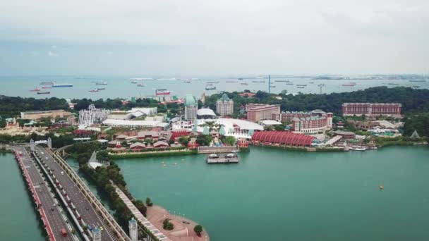 Singapur Noviembre 2017 Hermosas Imágenes Aéreas Sentosa Island Singapore Desde — Vídeo de stock
