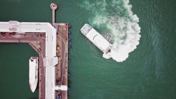 Singapur Kasım 2017 Hava Görünümünü Gemi Üstünde Belgili Tanımlık Rıhtım — Stok video