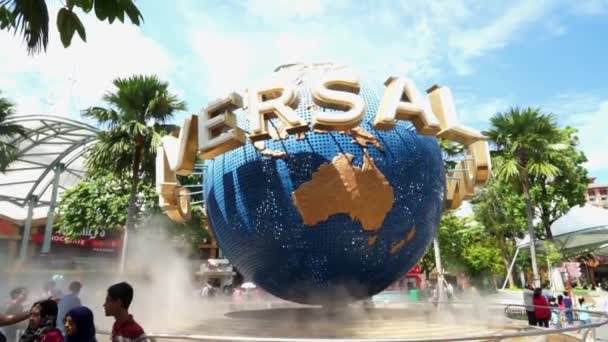 Singapore November 2017 Video Bilder Stor Roterande Jordglob Universal Studios — Stockvideo