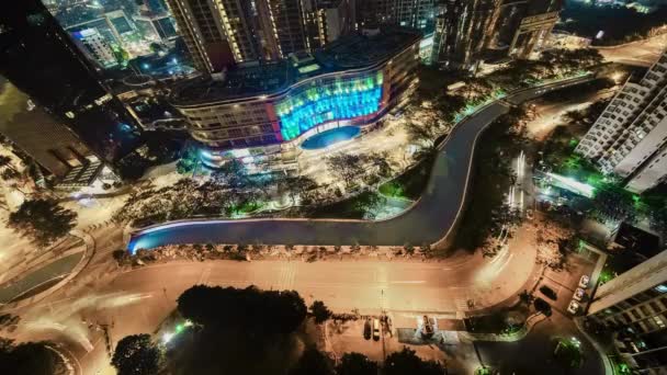 Jakarta Indonesien November 2017 Luftaufnahmen Des Epizentrums Der Nacht Jakarta — Stockvideo