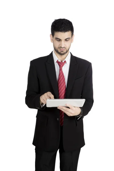 Italian manager using a tablet on studio — Stock Photo, Image