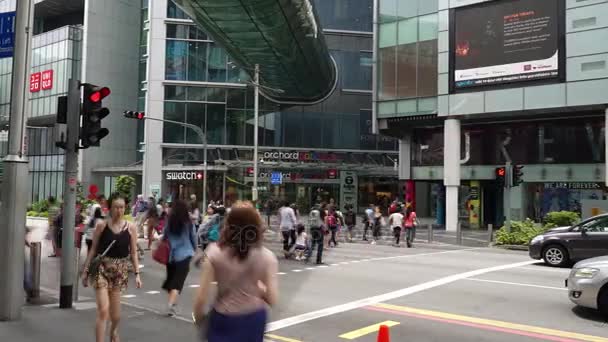 Singapur Noviembre 2017 Imágenes Timelapse Personas Cruzando Orchard Road Singapur — Vídeos de Stock