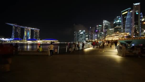 Сінгапур Листопада 2017 Збільшення Timelapse Міський Пейзаж Сінгапуру Пішохідних Вночі — стокове відео