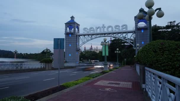 Singapore November 2017 Timelapse Footage Sentosa Island Gateway Dusk Time — Stock Video