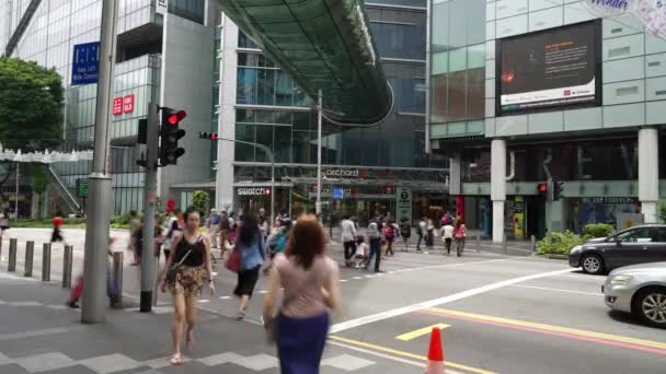 Singapur Kasım 2017 Yaya Geçidi Orchard Road Singapore Timelapse Görüntüleri — Stok video