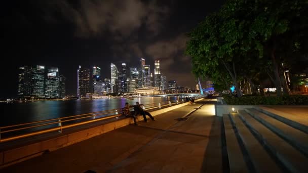 Singapur Listopadu 2017 Krásná Noční Krajina Marina Bay Sands Singapuru — Stock video