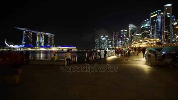 Szingapúr 2017 November Szép Városkép Marina Bay Sands Szingapúr Éjjel — Stock videók