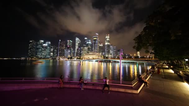 Singapur Listopada 2017 Czas Upływ Nagrania Piękną Panoramą Miasta Singapur — Wideo stockowe