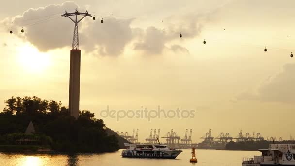 Singapur Listopadu 2017 Časosběrné Záběry Krásné Krajiny Harbourfront Singapur Lanovka — Stock video