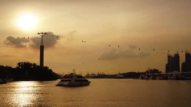 Singapore November 2017 Timelapse Footage Singapore Cable Car Landscape Harbourfront — Stock Video